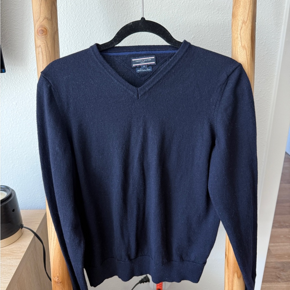 Vintage Tommy Hilfiger Dark Blue V-Neck Sweater